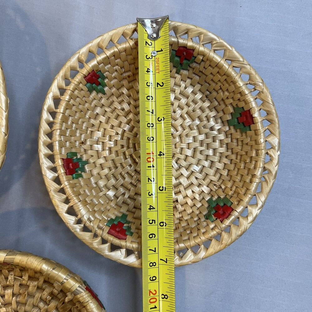 Set of 3 Woven Wicker Nesting Baskets Rose Floral Decorative - Picture 6 of 8